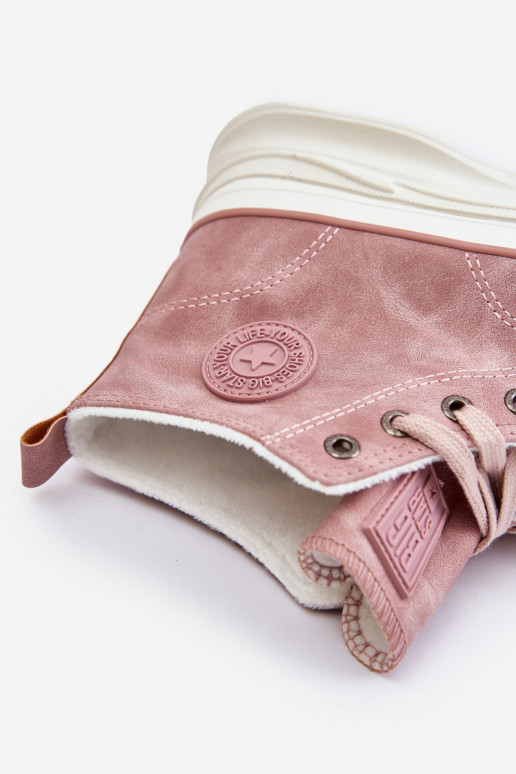 Zateplené Dámské Tenisky Na Platformě Big Star OO274071 Růžové Zateplené Dámské Tenisky Na Platformě Big Star OO274071 Růžové