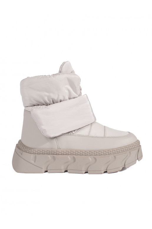 Šedé zateplené dámské sněhule na hrubé podrážce