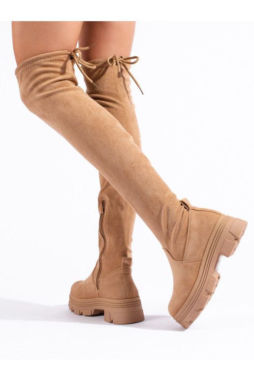 Dámské mušketýrky na platformě béžové