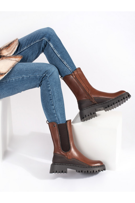 Vysoké štibletky z eko kůže