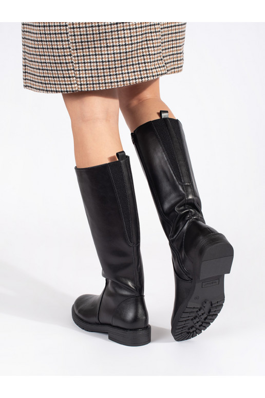 Kožené dámské černé klasické kozačky oficírky Sergio Leone