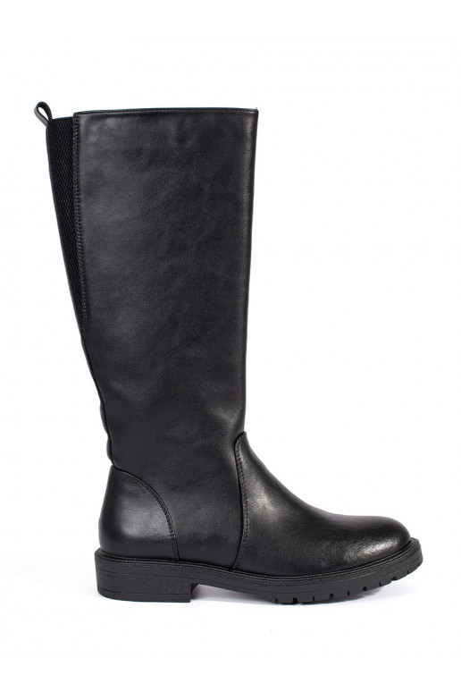 Kožené dámské černé klasické kozačky oficírky Sergio Leone