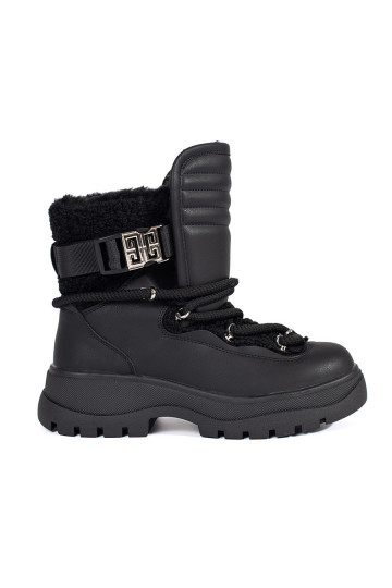 Černé dámské sněhule s kožešinou na hrubé podrážce 2