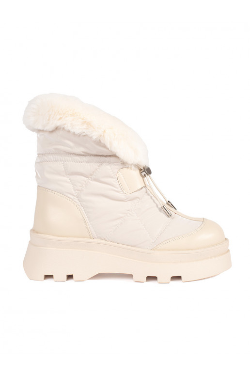 Béžové dámské sněhule s kožešinou na platformě