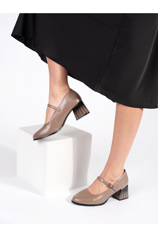 Dámské lodičky na sloupku béžové