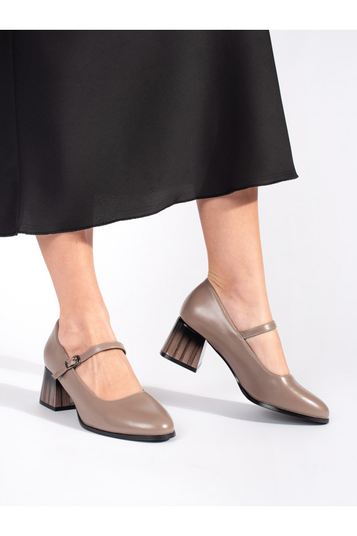 Dámské lodičky na sloupku béžové