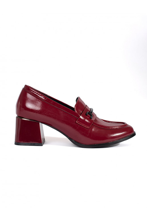 Bordové dámské polobotky loafersy na podpatku