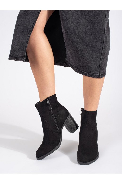 Černé semišové klasické kotníkové boty dámské na sloupku