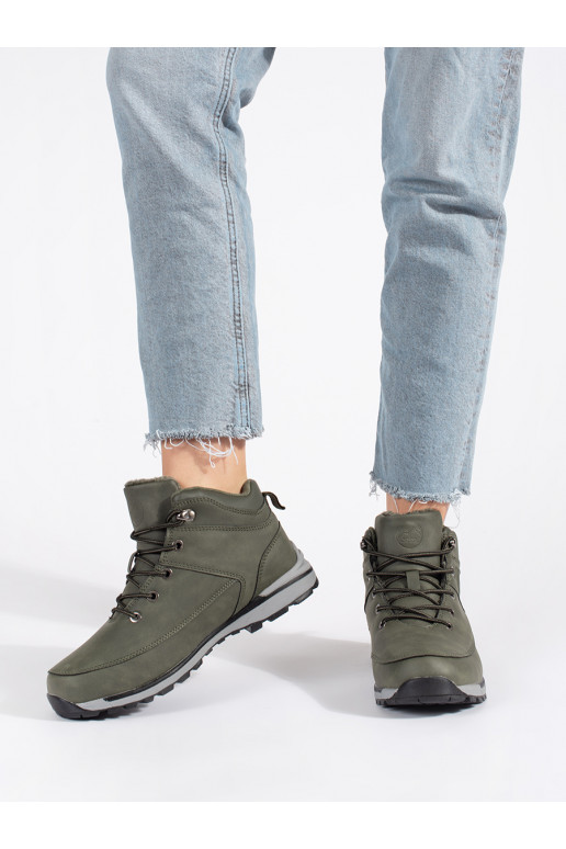 Zelené zateplené trekové boty