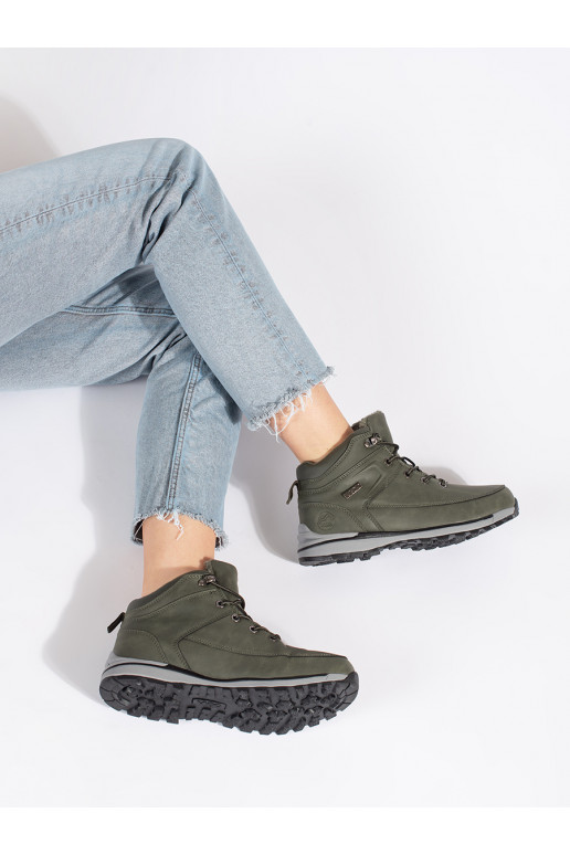 Zelené zateplené trekové boty