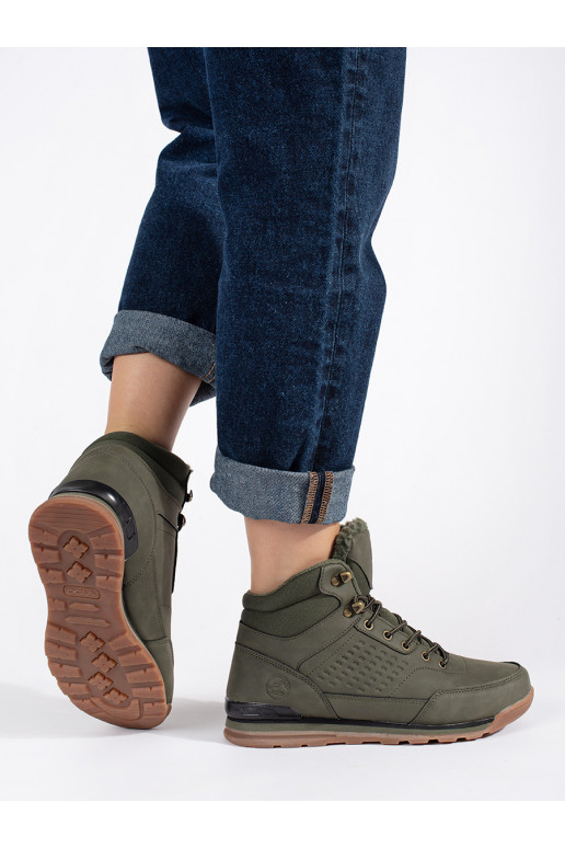 Tmavě zelené zateplené trekové boty