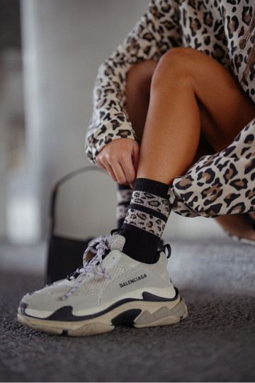 Dámské ponožky Dvě skvrnité pruhy černé