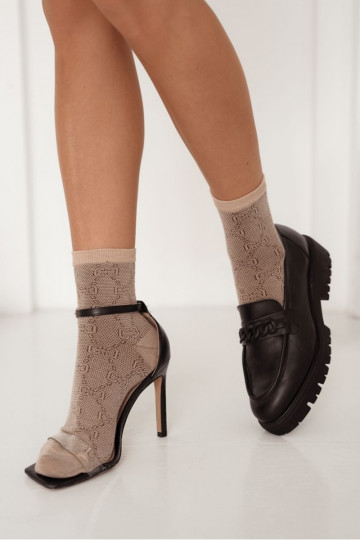Vzorné dámské ponožky béžové