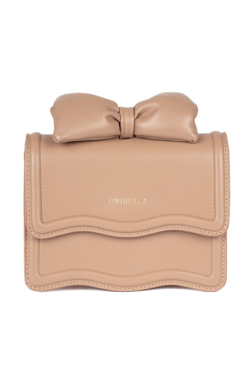 Malá béžová dámská kabelka s mašlí