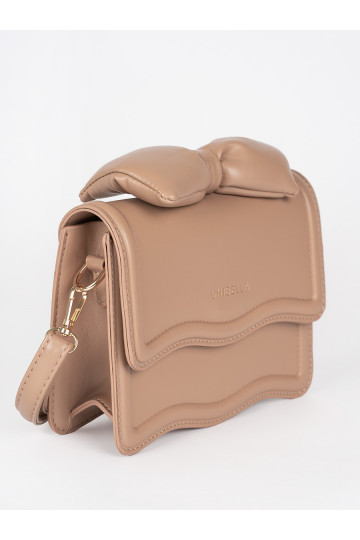 Malá béžová dámská kabelka s mašlí 2