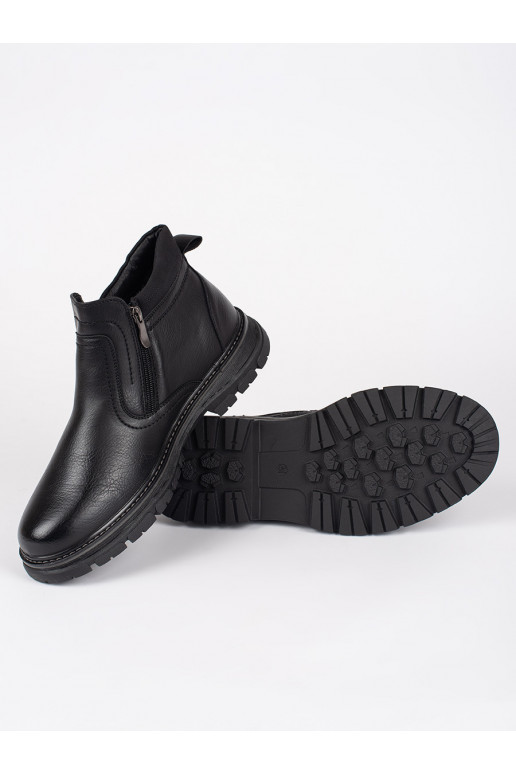 Černé zimní kotníkové pánské boty zateplené
