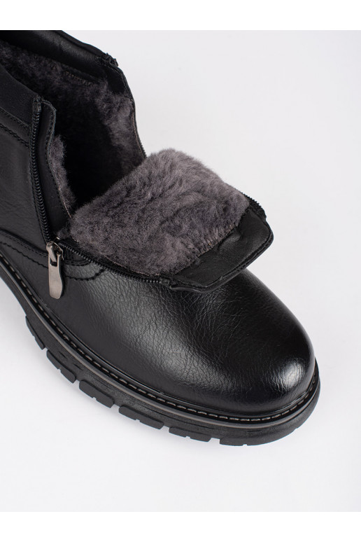 Černé zimní kotníkové pánské boty zateplené