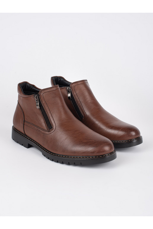 Hnědé zimní kotníkové boty pánské zateplené