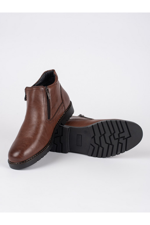 Hnědé zimní kotníkové boty pánské zateplené