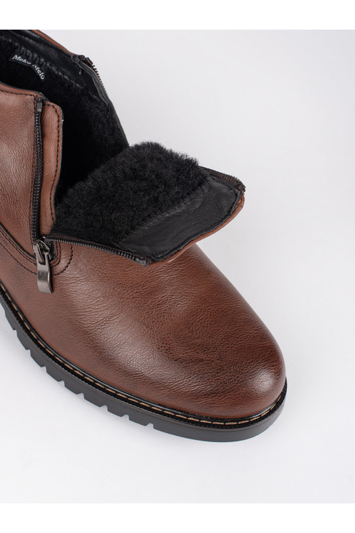 Hnědé zimní kotníkové boty pánské zateplené