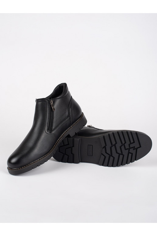 Černé zimní kotníkové boty pánské zateplené