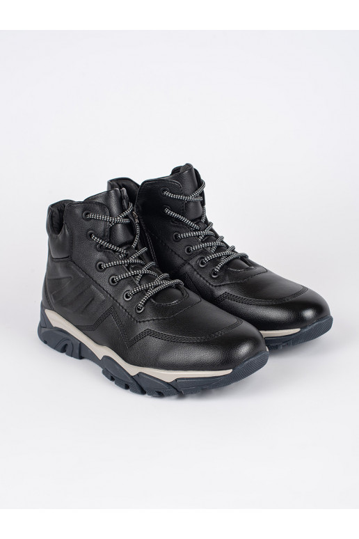 Pánské černé zateplené kotníkové boty šněrovací