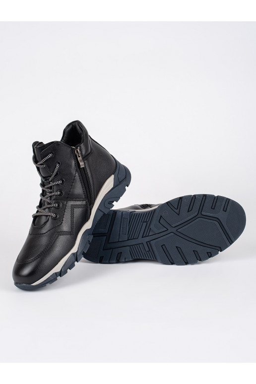Pánské černé zateplené kotníkové boty šněrovací