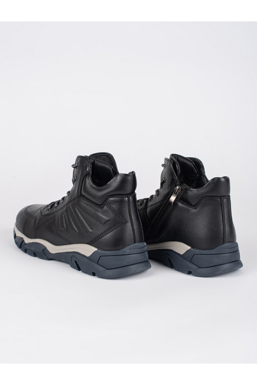 Pánské černé zateplené kotníkové boty šněrovací
