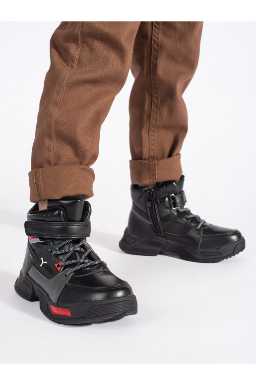 Černé zateplené chlapecké kotníkové boty