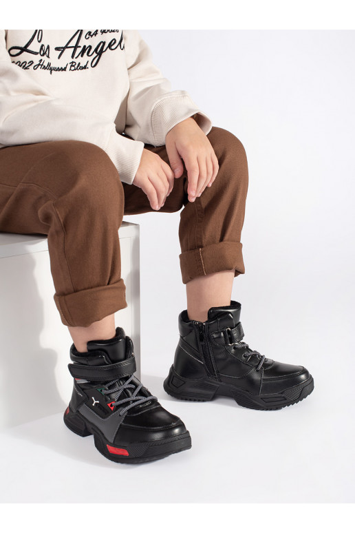 Černé zateplené chlapecké kotníkové boty