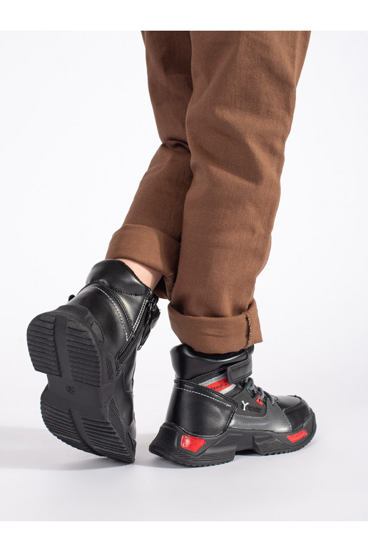 Černé zateplené chlapecké kotníkové boty