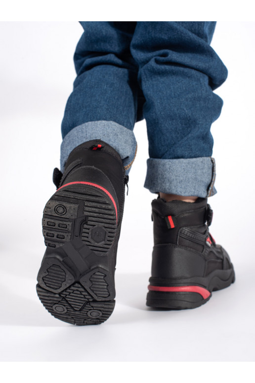 Černé zateplené chlapecké kotníkové boty