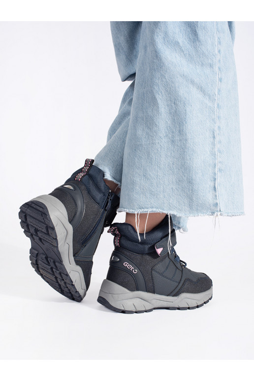 Tmavě modré zateplené dívčí kotníkové boty