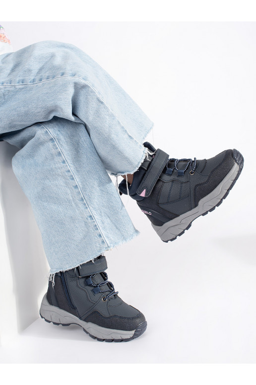 Tmavě modré zateplené dívčí kotníkové boty