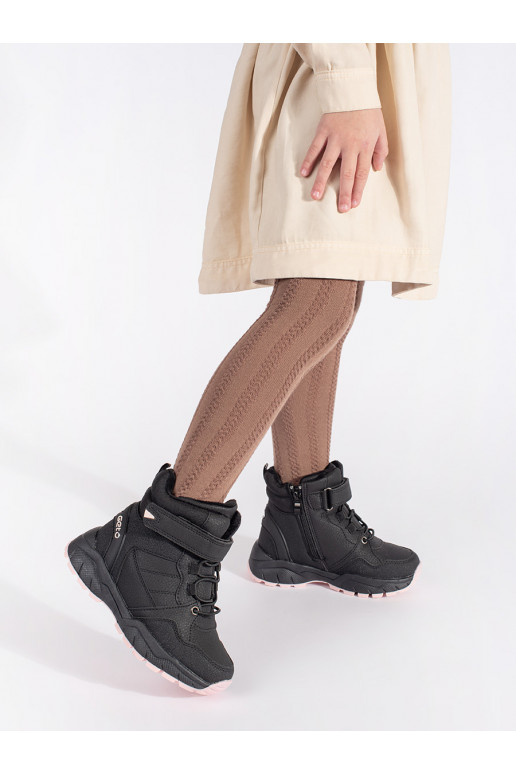 Černé zateplené dívčí kotníkové boty