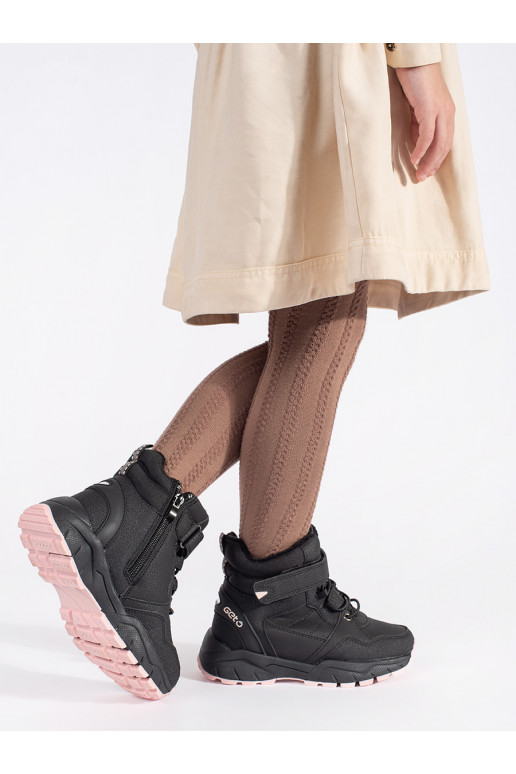 Černé zateplené dívčí kotníkové boty