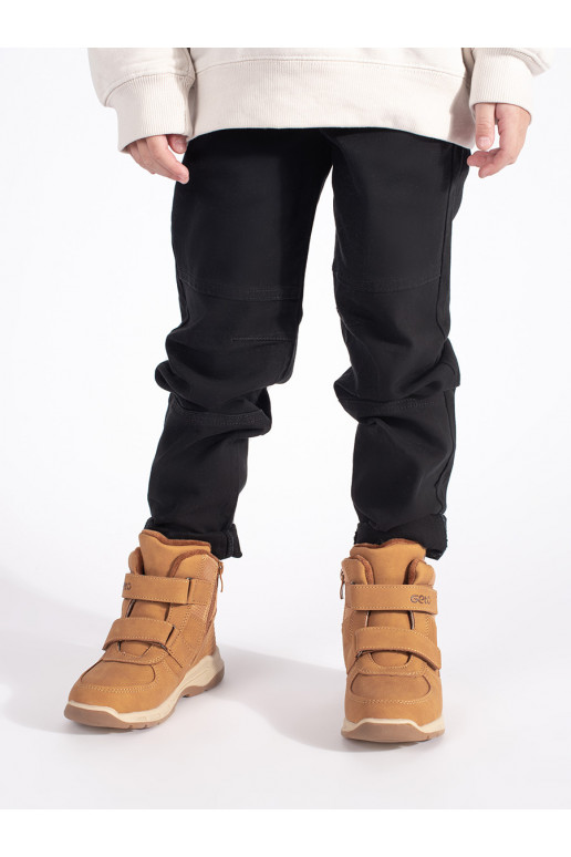 Zateplené chlapecké camelové kotníkové boty na suchý zip