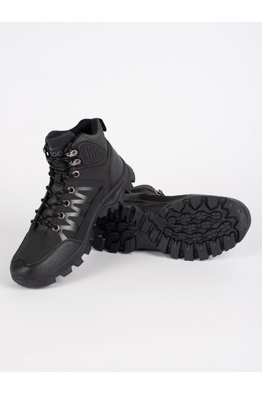 Černé pánské trekové boty na šněrování