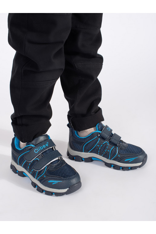 Tmavě modré chlapecké sportovní boty na suchý zip