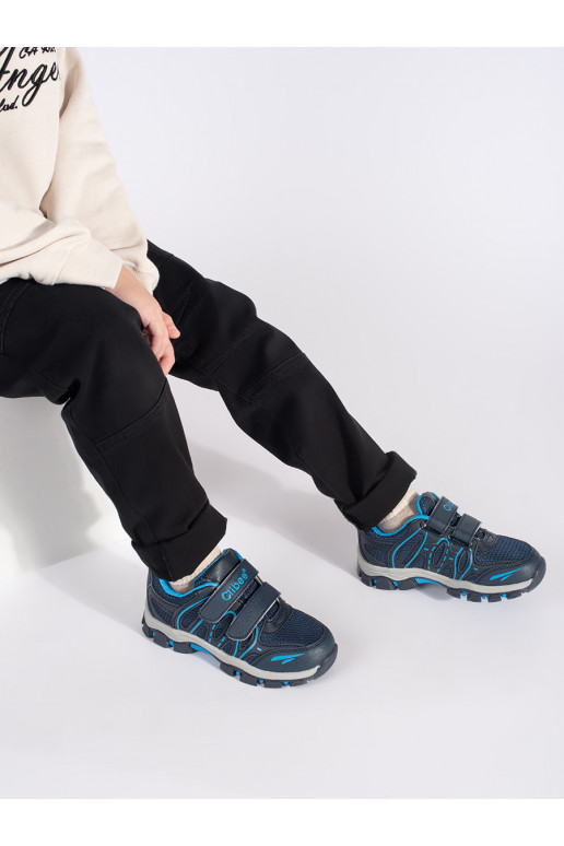 Tmavě modré chlapecké sportovní boty na suchý zip