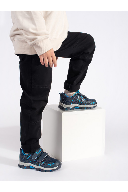 Tmavě modré chlapecké sportovní boty na suchý zip