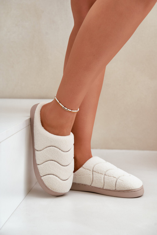 Kožené Teplé Pantofle Dámské Béžové Vamirae Kožené Teplé Pantofle Dámské Béžové Vamirae