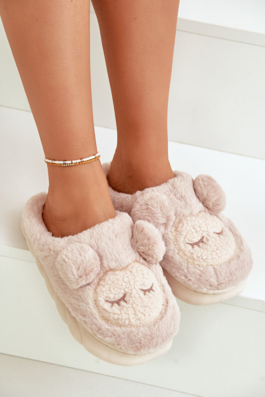 Teplé Kožešinové Pantofle Dámské Béžové Jozelinetta Teplé Kožešinové Pantofle Dámské Béžové Jozelinetta