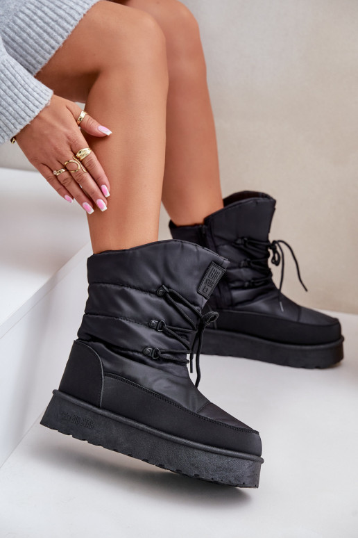 Sněhule na platformě se zipem Big Star OO274884 Černé Sněhule na platformě se zipem Big Star OO274884 Černé