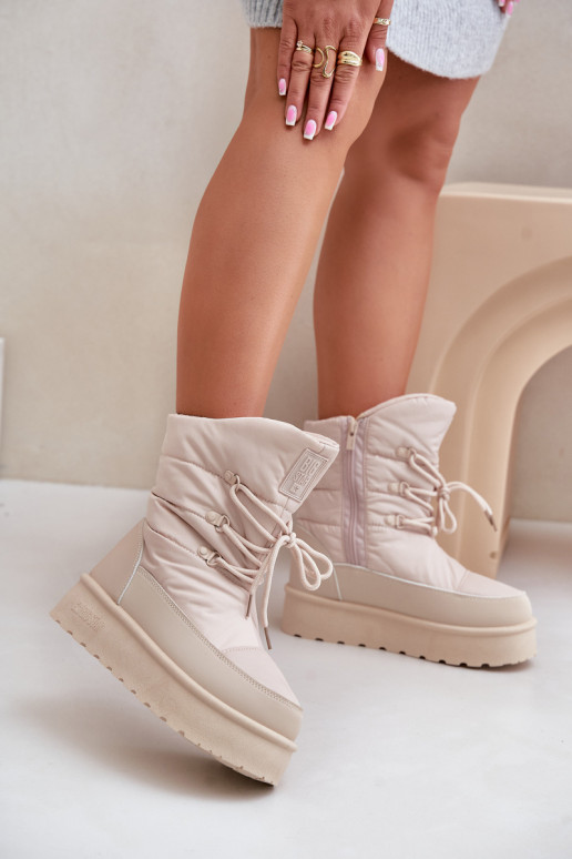 Sněhule Na Platformě Na Zip Big Star OO274885 Béžové Sněhule Na Platformě Na Zip Big Star OO274885 Béžové