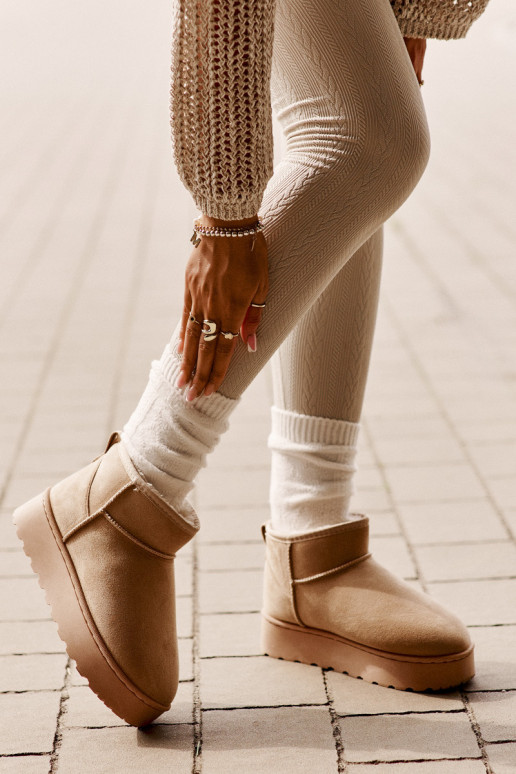 Dámské Sněhule Na Platformě Zateplené Kožíškem Béžové Xamella Dámské Sněhule Na Platformě Zateplené Kožíškem Béžové Xamella