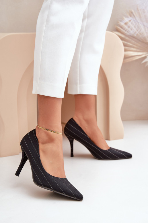 Materiálové Dámské Lodičky V Proužku Černé Tifidra Materiálové Dámské Lodičky V Proužku Černé Tifidra