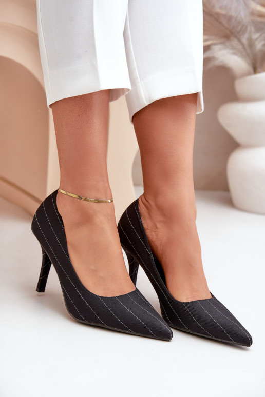 Materiálové Dámské Lodičky V Proužku Černé Tifidra Materiálové Dámské Lodičky V Proužku Černé Tifidra