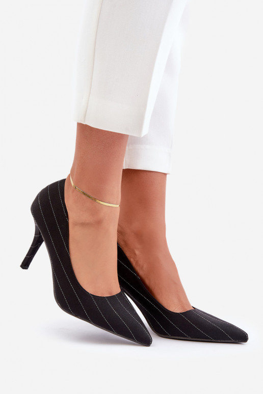 Materiálové Dámské Lodičky V Proužku Černé Tifidra Materiálové Dámské Lodičky V Proužku Černé Tifidra