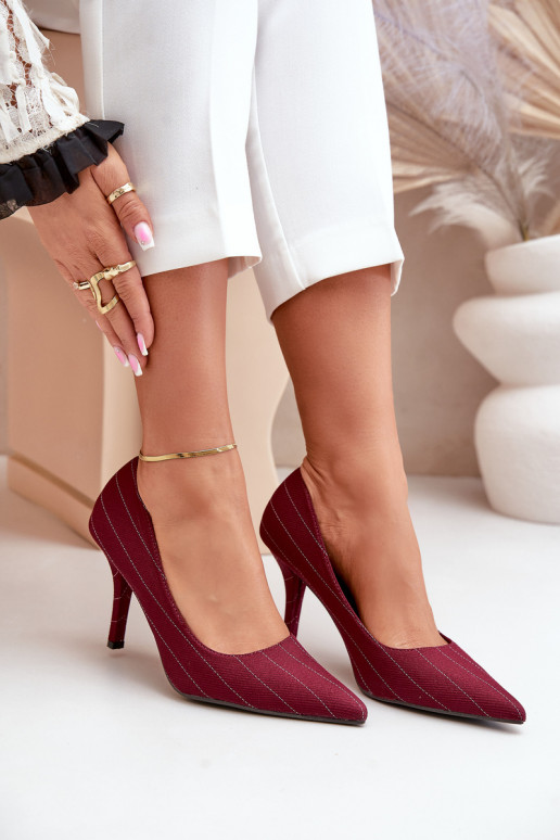 Textilní dámské lodičky v pruhovaném bordó Tifidra Textilní dámské lodičky v pruhovaném bordó Tifidra